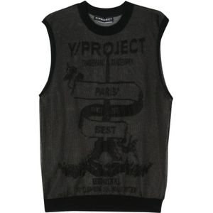 Y/Project, Truien, Heren, Zwart, L, Katoen, Sleeveless Truien