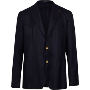 Tagliatore, Jassen, Heren, Blauw, S, Wol, Midnight Blue Stretch-Wollen Blazer