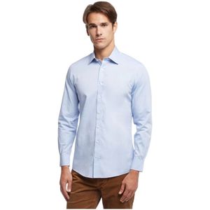 Brooks Brothers, Overhemden, Heren, Blauw, M, Katoen, Milano Slim-fit niet-ijzerstudie shirt, pinpoint, ainsley kraag