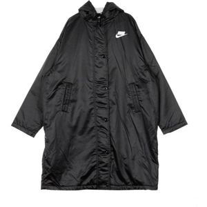 Nike, Mantels, Dames, Zwart, S, Sportieve Lange Parka Jas in Zwart/Wit