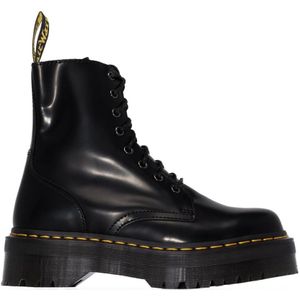 Dr. Martens, Schoenen, Dames, Zwart, 39 EU, Leer, Zwarte Leren Laarzen met Gele Stiksels