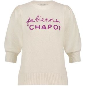 Fabienne Chapot, Logo Pullover Trui Wit, Dames, Maat:L