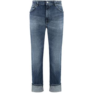 Dondup, Jeans, Heren, Blauw, W30, Katoen, Slim Fit Jeans met Metalen Knopen