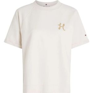 Tommy Hilfiger, Tops, Heren, Beige, M, Katoen, Eenvoudig en elegant T-shirt met korte mouwen en geborduurd logo