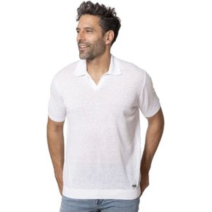 Karl Lagerfeld, Tops, Heren, Wit, L, Linnen, Witte Linnen Skipper Kraag Polo