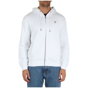 Guess, Sweatshirts & Hoodies, Heren, Wit, S, Katoen, Slim Fit Hoodie met rits