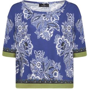 Etro, Blouses & Shirts, Dames, Blauw, XS, Blauwe Bloemenprint Top