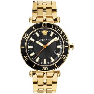 Versace, Greca Sport Quartz Horloge Goud Zwart Geel, Heren, Maat:ONE Size