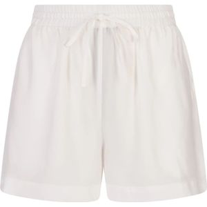 P.a.r.o.s.h., Korte broeken, Dames, Wit, M, Witte Zijden Elastische Taille Shorts