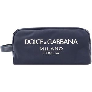 Dolce & Gabbana, Tassen, Heren, Blauw, ONE Size, Nylon, Blauwe Beauty Case met Rits