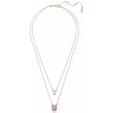 Swarovski, Accessoires, Dames, Roze, ONE Size, Millenia Gelaagde Ketting Octagon Slijpsel, Paars, Roségoud