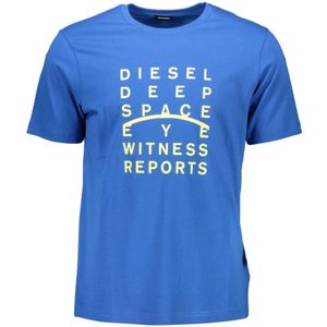 Diesel, Tops, Heren, Blauw, S, Katoen, Blauw Heren T-shirt met korte mouwen