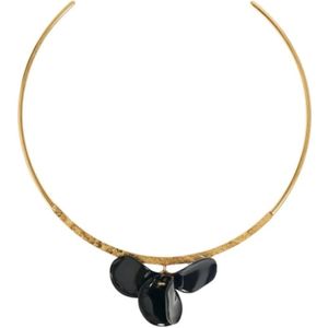 Malababa, Accessoires, Dames, Zwart, ONE Size, Gouden Petal Choker Ketting