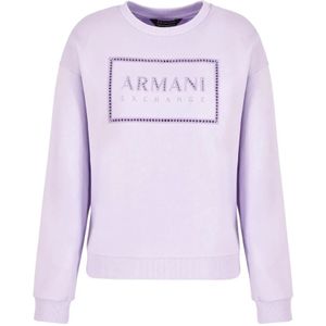 Armani Exchange, Sweatshirts & Hoodies, Dames, Paars, M, Katoen, Paarse 3Dym 71 Yjfdz Felpa Sweater