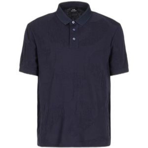 Armani Exchange, Tops, Heren, Blauw, L, Katoen, Korte Mouw Polo Shirt