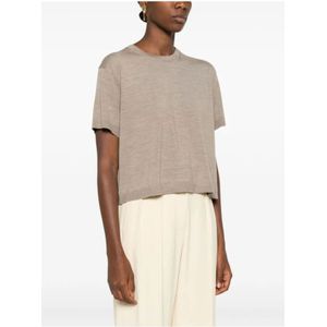 Theory, Tops, Dames, Bruin, M, Wol, Merino Wol Crew Neck T-shirt