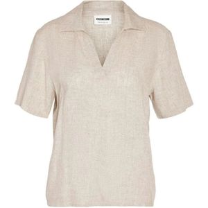 Noisy May, Blouses & Shirts, Dames, Beige, XL, Elegante Polo Top in Natuur