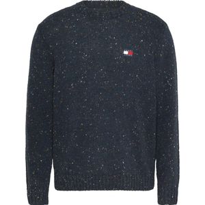 Tommy Jeans, Truien, Heren, Blauw, M, Katoen, Blauwe Crewneck Gebreide Trui