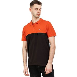 Tommy Hilfiger, Tops, Heren, Veelkleurig, L, Katoen, Heren Polo Shirt Regular Fit Zwart/Oranje