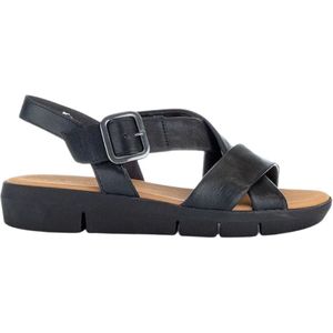 Gabor, Platte Sandalen van Leer met Kruisbanden Zwart, Dames, Maat:40 EU