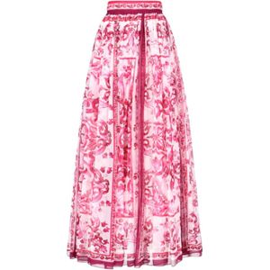 Dolce & Gabbana, Rokken, Dames, Roze, S, Roze Zijden Maxi Rok voor Vrouwen