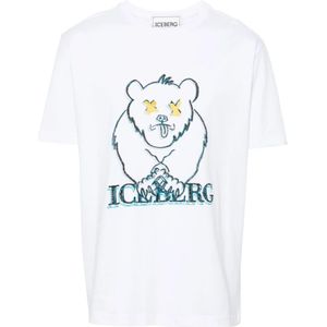 Iceberg, Tops, Heren, Wit, S, Katoen, T-Shirts