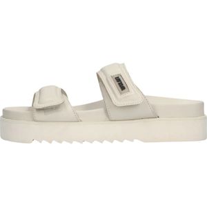 Maruti, Schoenen, Dames, Beige, 37 EU, Suède, Witte Leren Slipper Brooke