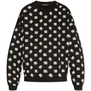 Dolce & Gabbana, Sweatshirts & Hoodies, Heren, Zwart, XS, Katoen, Sweatshirt met logopatroon