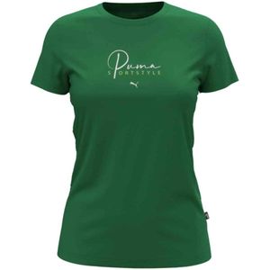 Puma, Tops, Dames, Groen, M, Groene T-shirt met Logoprint