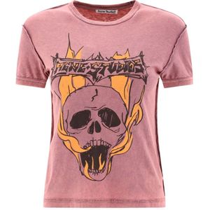 Acne Studios, Tops, Dames, Veelkleurig, M, Katoen, Mauve Roze Stijlvol T-shirt