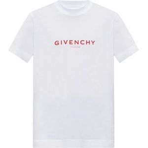 Givenchy, Tops, Heren, Wit, L, Katoen, Bedrukt T-shirt