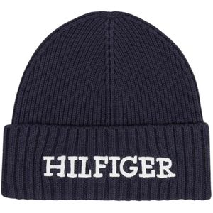 Tommy Hilfiger, Accessoires, Heren, Blauw, ONE Size, Katoen, Blauwe Bedrukte Pet Heren Herfst/Winter