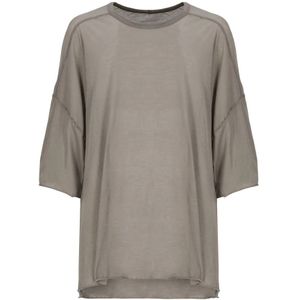 Rick Owens, Grijze T-shirts en Polos Oversize Grijs, Heren, Maat:ONE Size