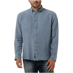 Butcher of Blue, Overhemden, Heren, Blauw, S, Linnen, Linnen Shirt Blauw Casual