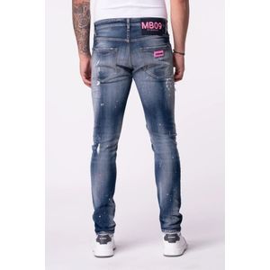 My Brand, Jeans, Heren, Blauw, W36, Geborduurde Roze Jeans Heren Donkerblauw