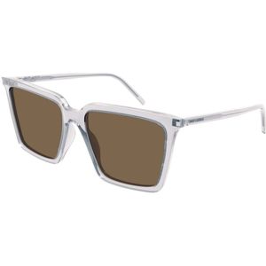 Saint Laurent, Accessoires, unisex, Grijs, L, Vierkante zonnebril helder transparante oversized stijl