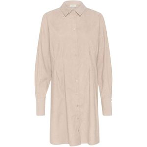 Kaffe, Kleedjes, Dames, Beige, 2Xl, Feminine Shirtjurk Veergrijs