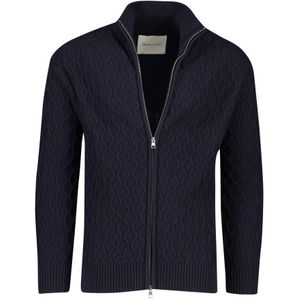 Gant, Sweatshirts & Hoodies, Heren, Blauw, L, Wol, Donkerblauwe Wolblend Vest met Opstaande Kraag