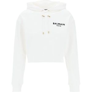 Balmain, Sweatshirts & Hoodies, Dames, Wit, L, Katoen, Hoodies