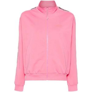 Moschino, Sweatshirts & Hoodies, Heren, Roze, XS, Katoen, Roze Katoenen Logo Band Sweatshirt