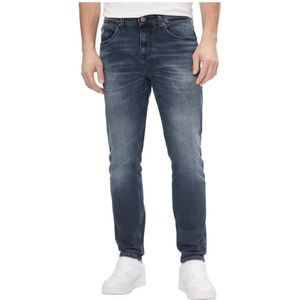 Tommy Jeans, Jeans, Heren, Blauw, W34, Katoen, Blauwe Rits Knoop Jeans Lente/Zomer