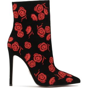 Kazar, Schoenen, Dames, Zwart, 35 EU, Suède, Suède laarzen met geborduurde rode bloemen