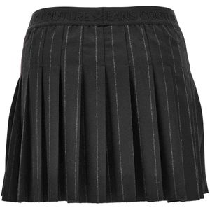 Versace Jeans Couture, Rokken, Dames, Zwart, 2Xs, Wol, Tailoring Wool Stripes Mini Rok