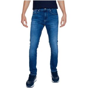 Tommy Jeans, Jeans, Heren, Blauw, W33 L32, Katoen, Blauwe Rits Knopen Jeans Zakken