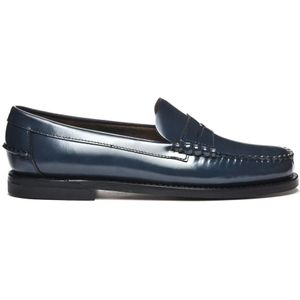 Sebago, Schoenen, Dames, Blauw, 37 1/2 EU, Leer, Blauwe Leren Platte Schoenen