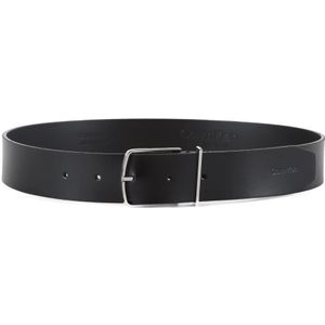 Calvin Klein, Leren Riem met Metalen Gesp Zwart, Heren, Maat:90 CM