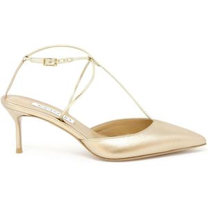 Aquazzura, Schoenen, Dames, Geel, 40 EU, Leer, Gouden Leren Roman Romance Pump