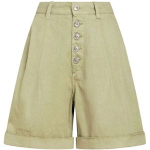 Etro, Korte broeken, Dames, Groen, M, Leer, Groene Herringbone Patroon Shorts