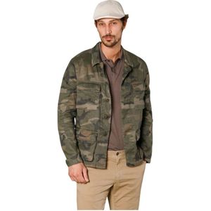 Mason's, Jassen, Heren, Groen, M, Katoen, Camouflage Overshirt Linnen Katoenmix