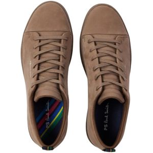 Paul Smith, Schoenen, Heren, Beige, 43 EU, Leer, Nubuck Leren Sneakers met Sports Stripe